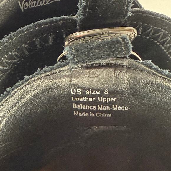 VERY VOLATILE Size 8 Fringe Cowboy Boots Black Suede Western Boho Country Chic - Picture 11 of 11